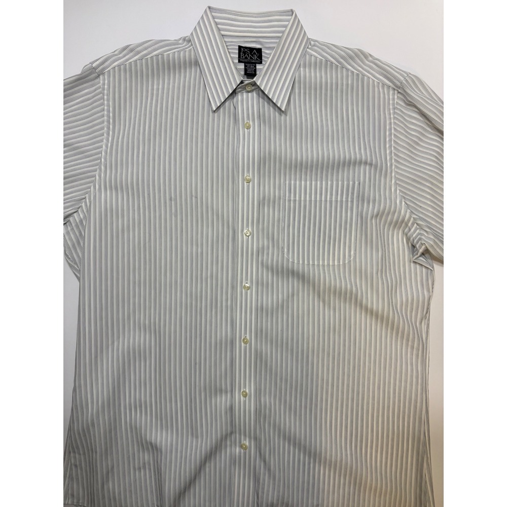 JOS‎ A BANK Traveler's Collection Tailored Fit Striped Dress Shirt 17 34 Men - Picture 8 of 8